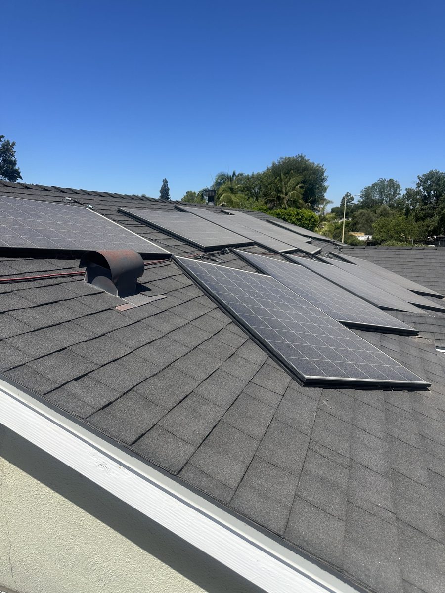 Solar panels on the roof of the house.